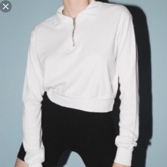 Brandy Melville Tops - Brandy Melville White Collared Quarter Zip